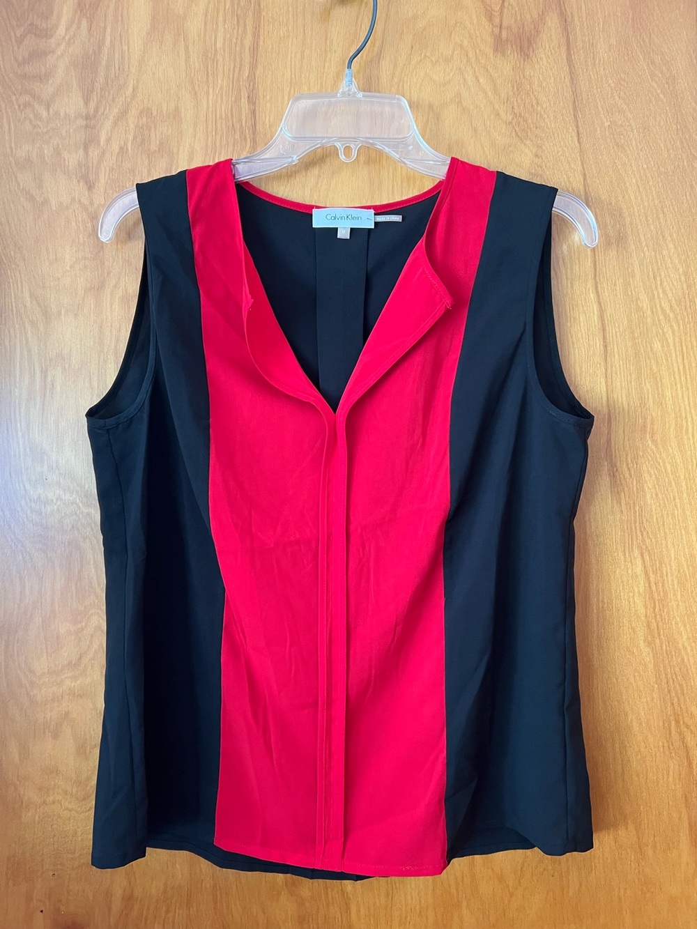 NWOT Calvin Klein black and red sleeveless V neck top